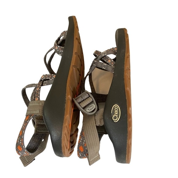 CHACO - SIZE 8 - THE CLASSIC CREED - ORANGE AZTEC WITH BLUE/ GRAY - EXC COND S4 - Picture 12 of 16